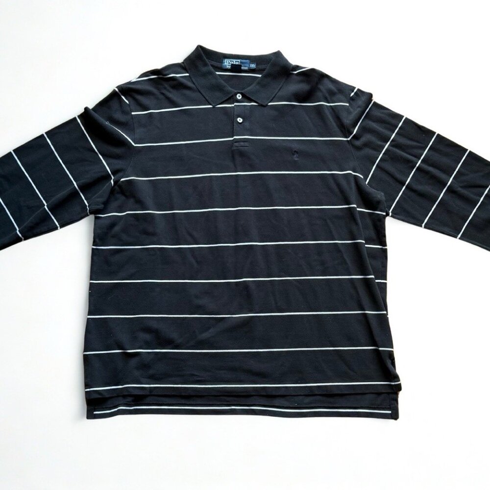 Polo Ralph Lauren Shirt Mens XXL Black And White Long Sleeve Button Polo VTG USA